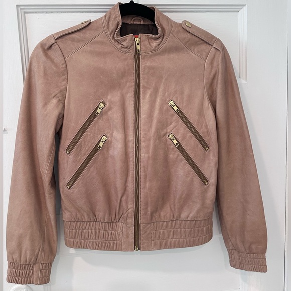 alice + olivia Leather Bomber Jacket - Picture 1 of 9
